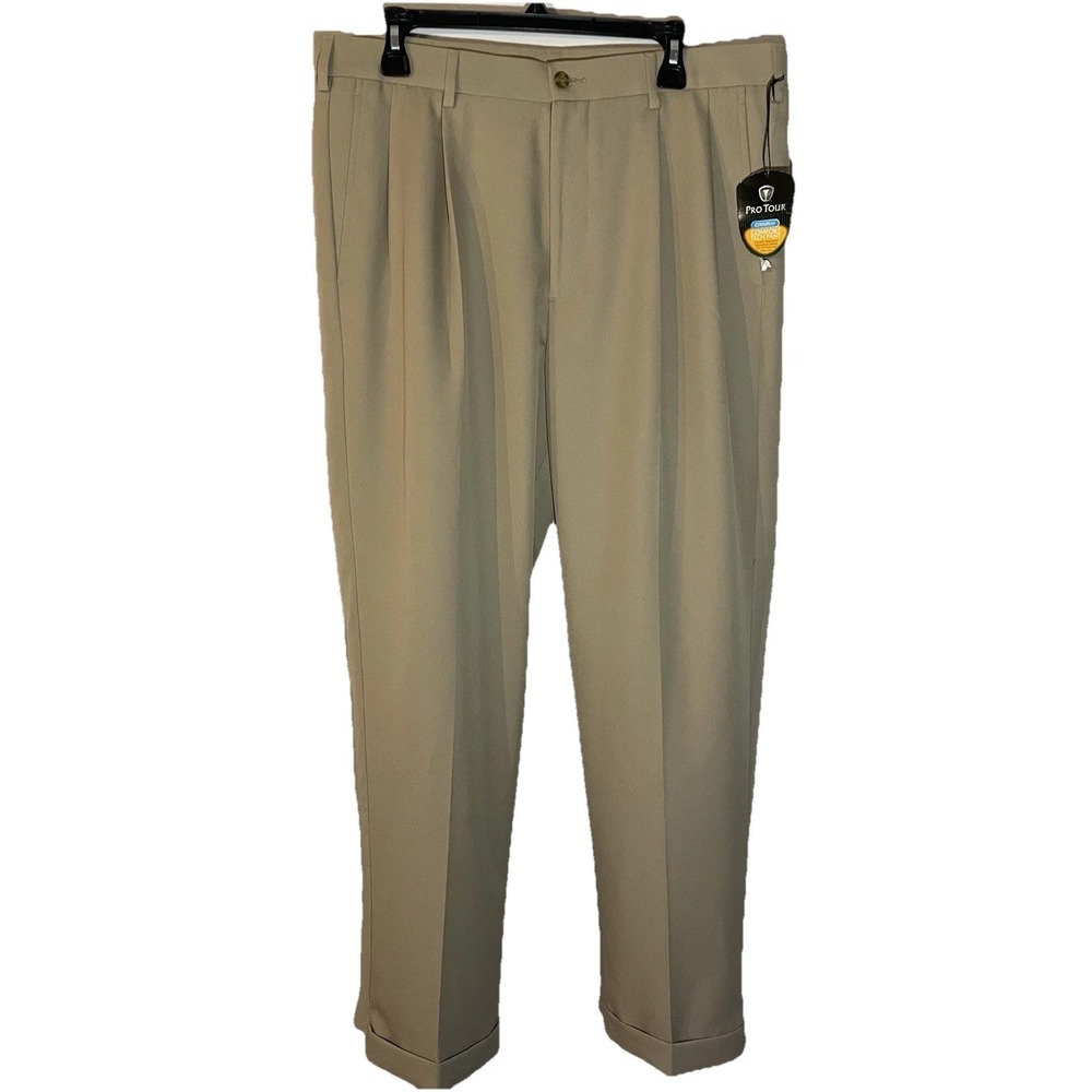 New Pro Tour Golf Pants Cool Play 360 Beige 36 X 32 Comfort Tech Pant PGA 36x32